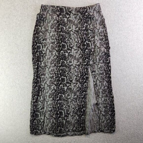 Abercrombie Fitch Skirt Womens S Gray Snakeskin Print Front Slit Crepe Y2K Emo - Picture 1 of 14
